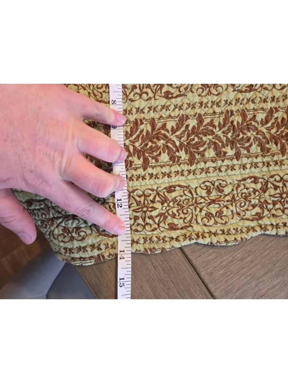 Brown and green quilted table runner